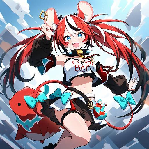 Illustration of Mr. squeaks (hakos baelz), hololive in the style of Tengu (tetuo kun)