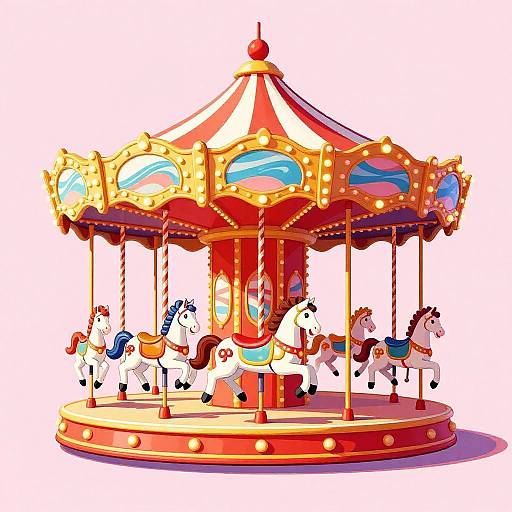 Whimsical Vibrant Carousel Illustration