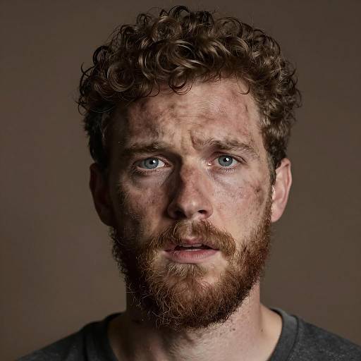 Portrait of a Distressed Bearded Man