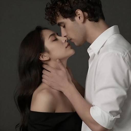 Tender Moment: Dimly Lit Couple Portrait