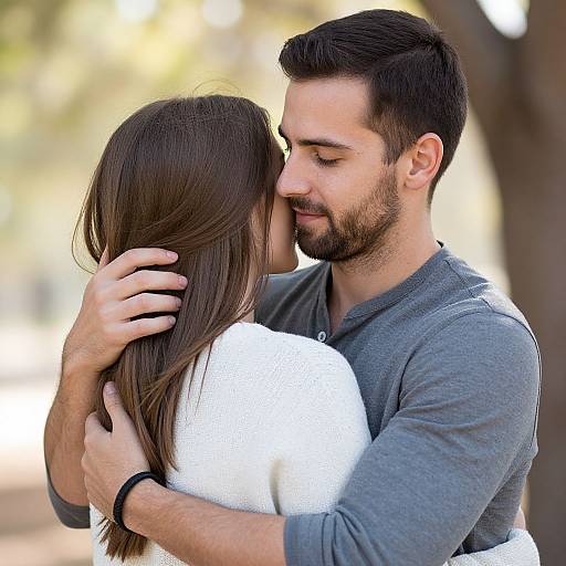 Couple Embracing in Warm Sunlight
