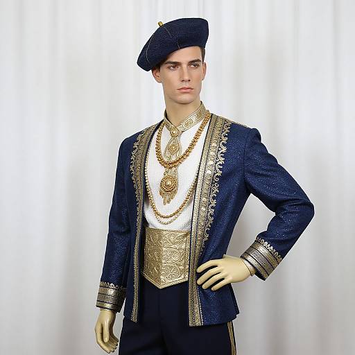 Elegant Male Mannequin in Blue Gold