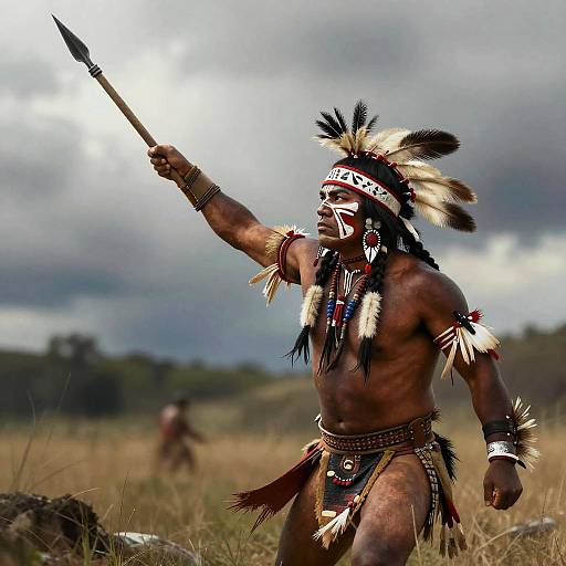 Native American Warrior Preparing for Battle