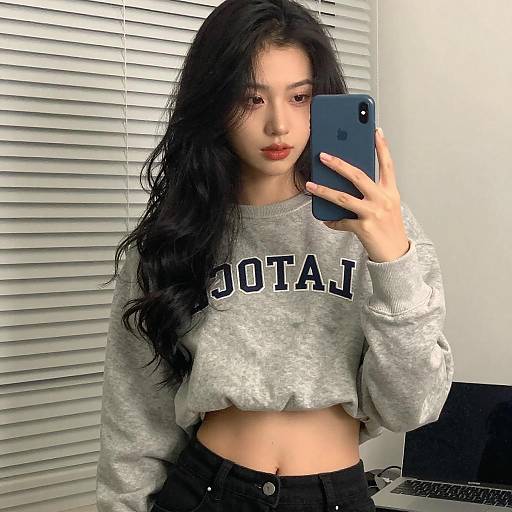 Young Woman Mirror Selfie Fashion