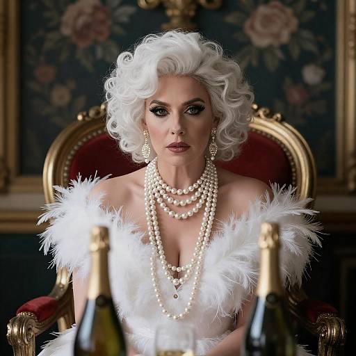 Elegant Woman in Ornate Chair