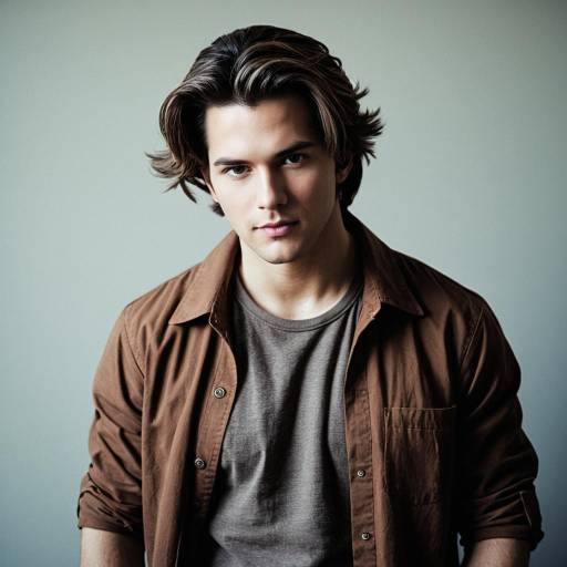 Young man in brown casual shirt