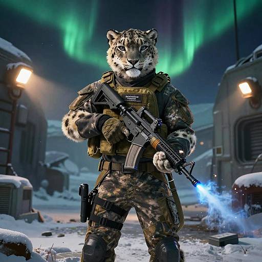 Aurora Lit Snow Leopard Tactical Commando
