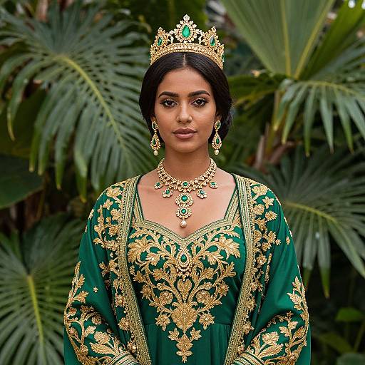 Regal Woman in Emerald Gown