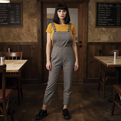 Vintage Style Woman in Rustic Steakhouse