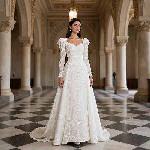 Elegant Woman in Marble Dress