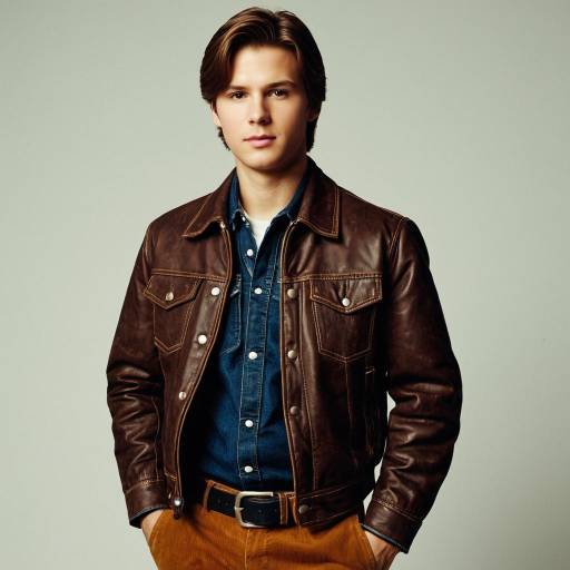 Young Man in Brown Leather Jacket