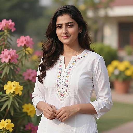 Punjabi Woman in Vibrant Garden Attire