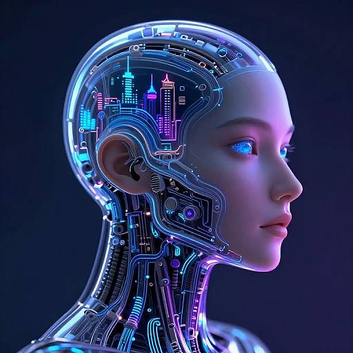 Futuristic Android with Transparent Skin