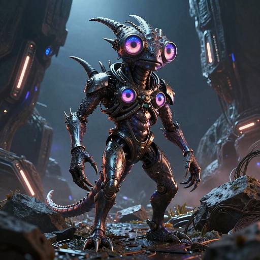 Cyberpunk Four-Eyed Alien Creature