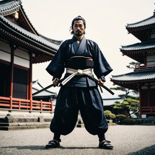 Samurai Standing in Traditional Japanese Temple