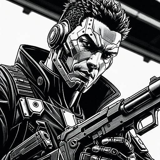 Noir Cyborg Cosplay: Close-Up Portrait