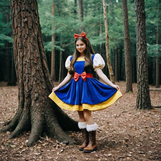 Girl in Snow White Inspired Costume in Forest