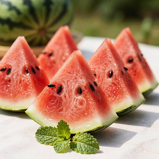 Close-Up Juicy Watermelon with Mint