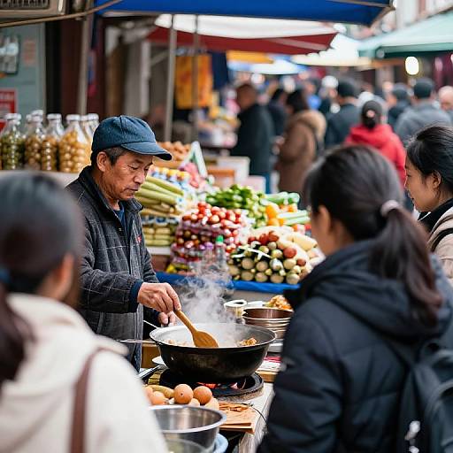 Traditional Cooking in Busy Market