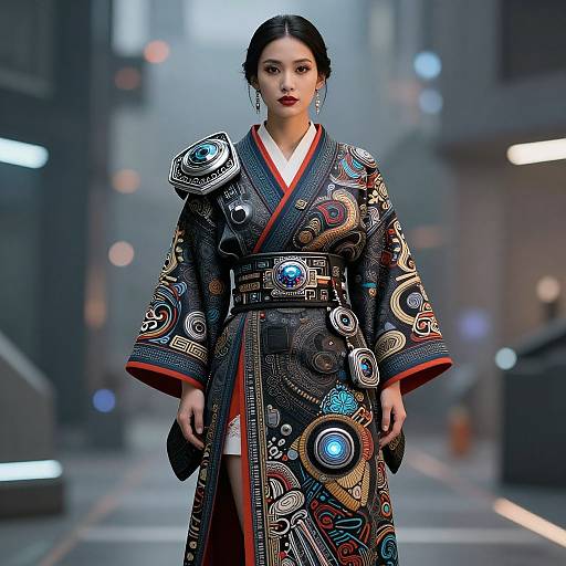 Futuristic Kimono with Electronic Tribal Design