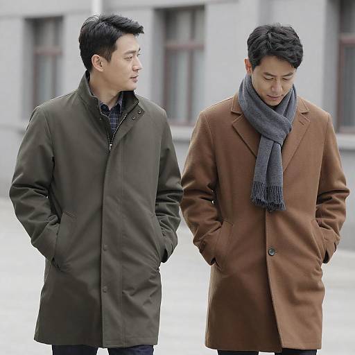 Two Men Walking Outdoors in Urban Setting