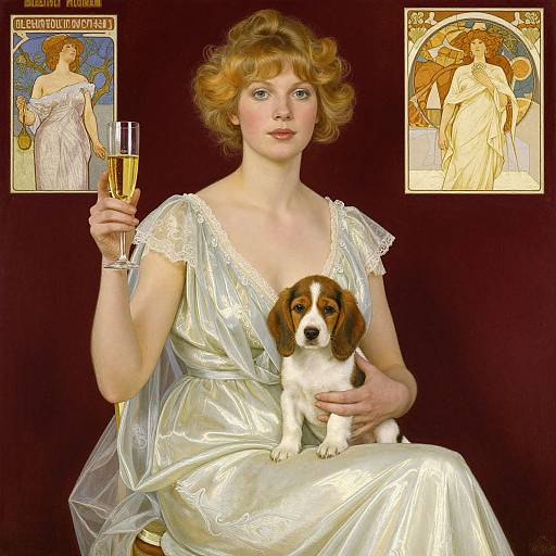 Elegant Blonde Woman with Puppy
