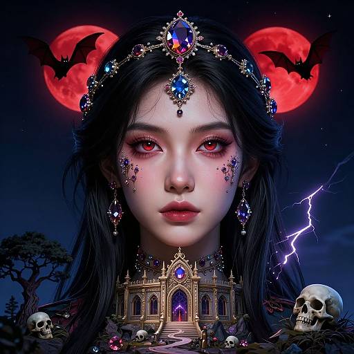 Surreal Mountain Gymnasium Night Scene