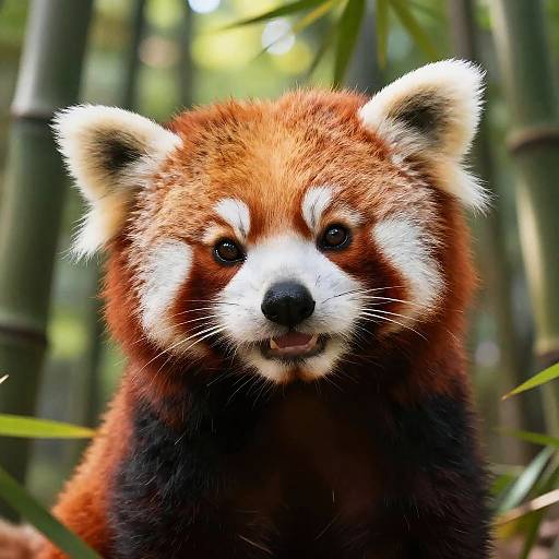Playful Red Panda in Bamboo Forest