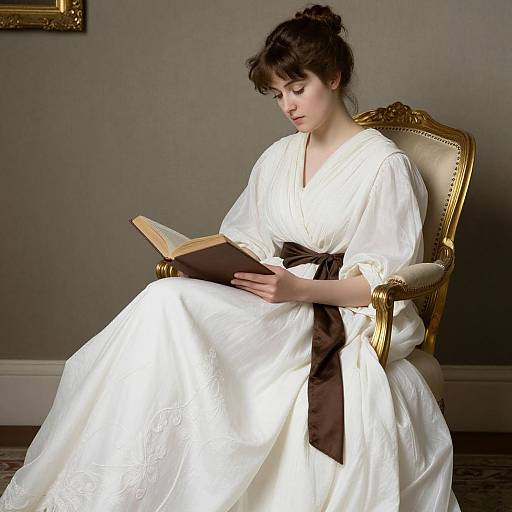 Elegant Woman Reading in Classic Style