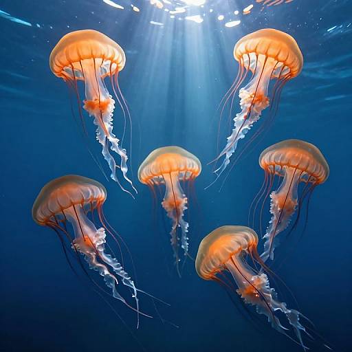 Translucent Jellyfish in Deep Ocean