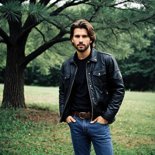 Man in Casual Leather Jacket Outdoors