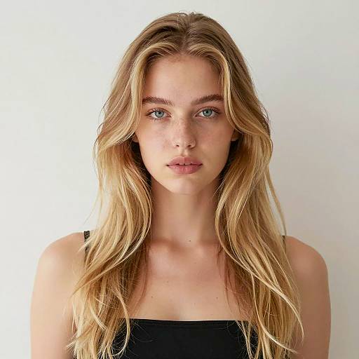 Portrait of young blonde woman with blue eyes