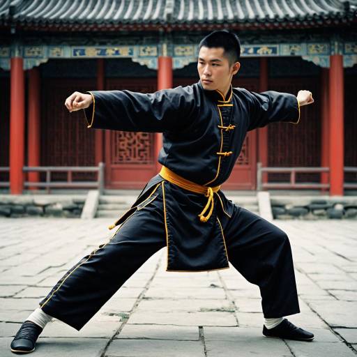 Man Practicing Shaolin Martial Arts in Traditional Outfit