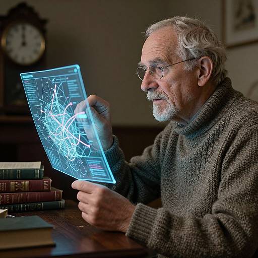 Wise Elder with Holographic AI Map