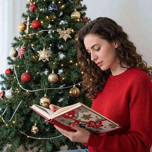 Woman Enjoying Festive Christmas Album