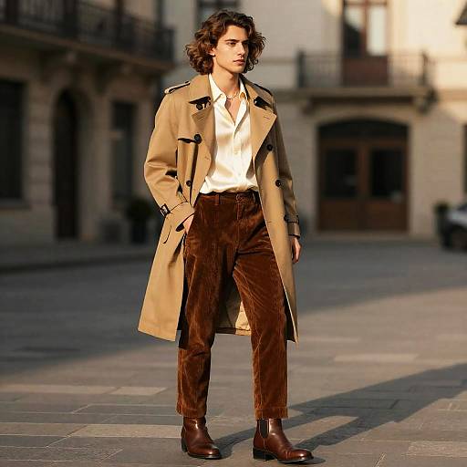 Golden-Hour Young Man in Trench Coat