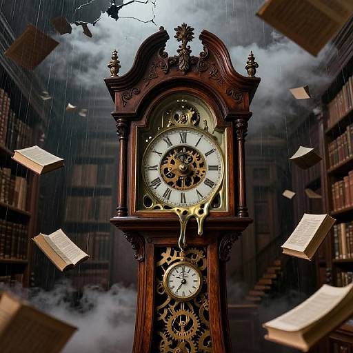 Surreal Antique Grandfather Clock Dreamscape