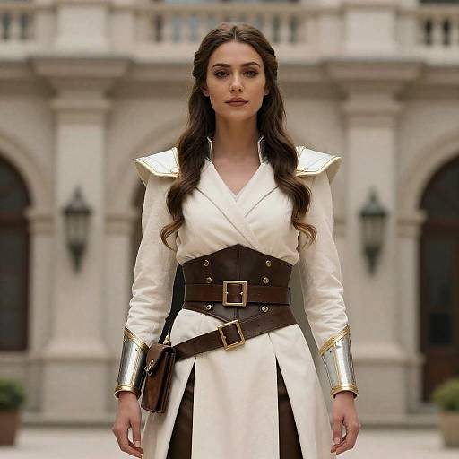 Woman in Costume by Building