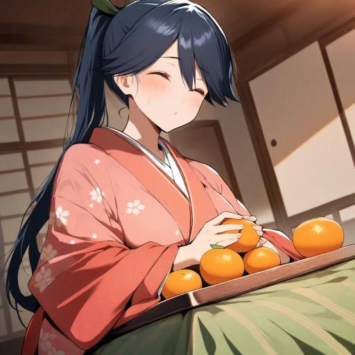 Cozy Scene with Girl in Kimono