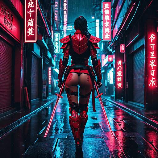 Cyberpunk Neon Samurai Woman
