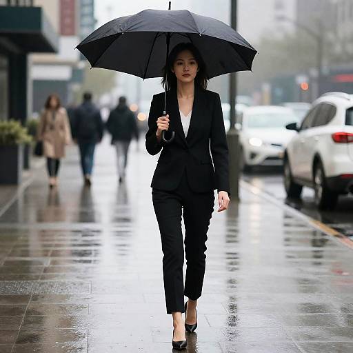 Business Casual Woman in Black Suit