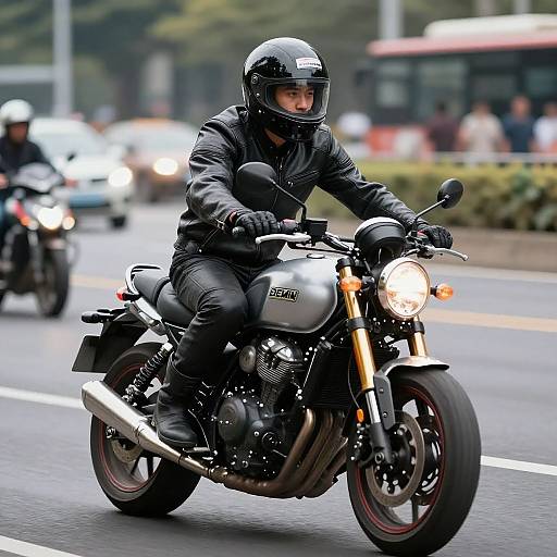 Photorealistic Motorcyclist in Leather Gear