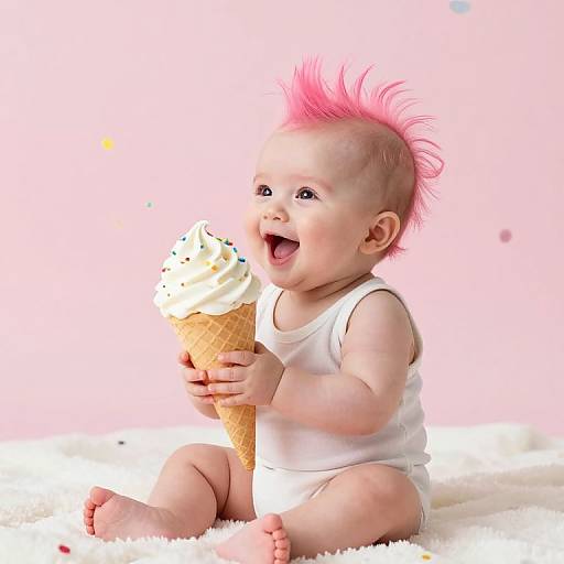 Playful Baby with Pink Mohawk