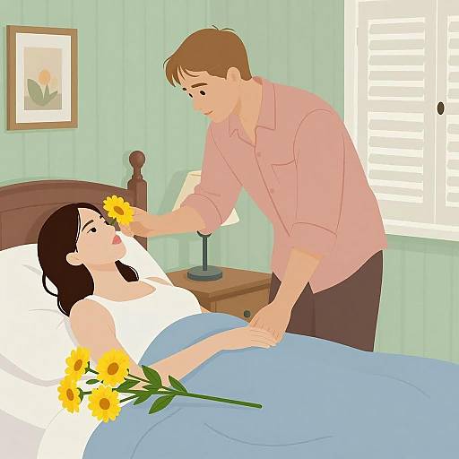 Intimate Bedroom Scene with Couple