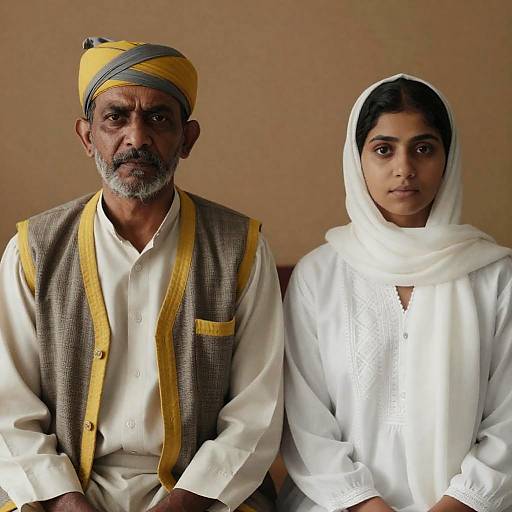 Serious Portrait of Two People