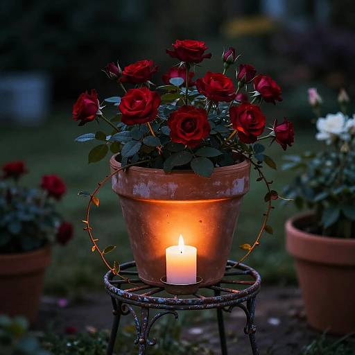 Terracotta Flowerpot with Glowing Roses