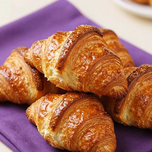 Golden Croissants on Purple Cloth