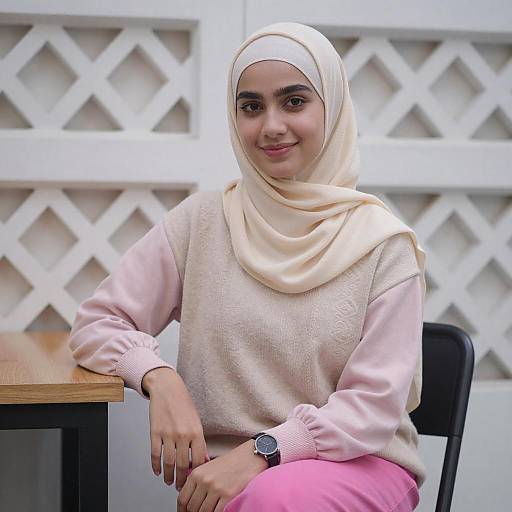 Young Woman in Beige Hijab Portrait