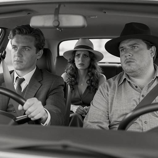 Moody Black and White Car Interior Scene