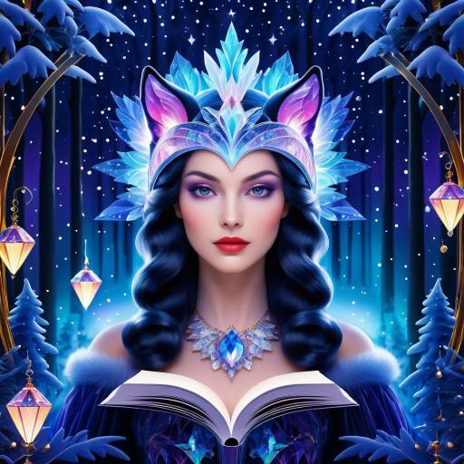 Fantasy Winter Queen with Magical Book